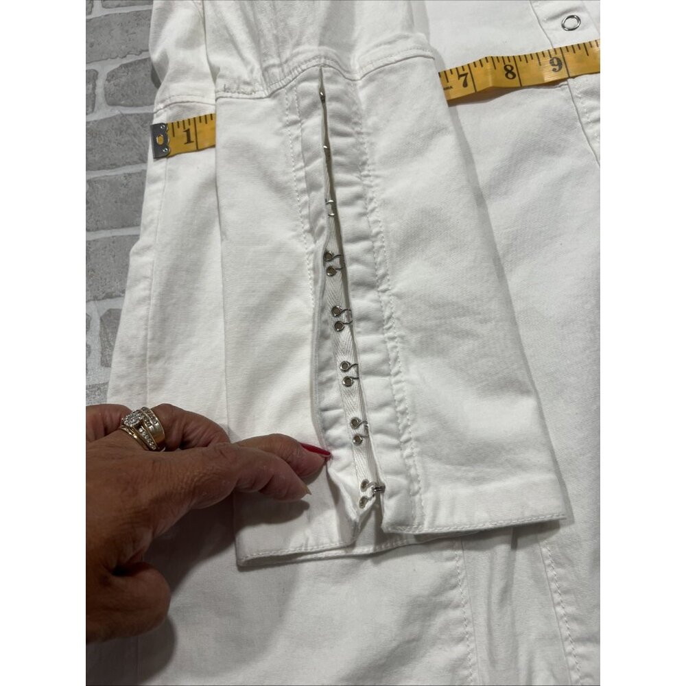 Free People Dress Womens Large White Thea Mini Snap Shirt Dress‎ Open Tunic - Picture 14 of 16